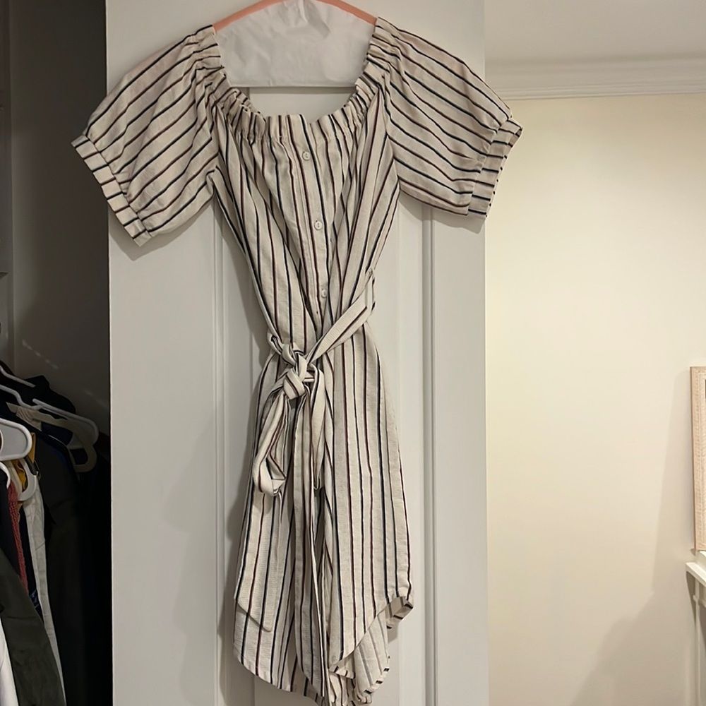 Honey Punch off the shoulder striped dress